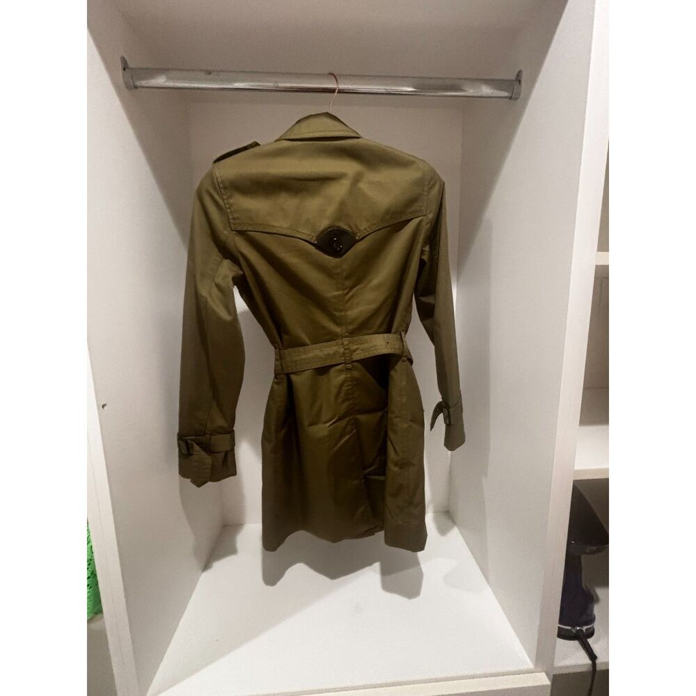 Coach Olive Green Belted Trench Coat – Size Small - Picture 3 of 8